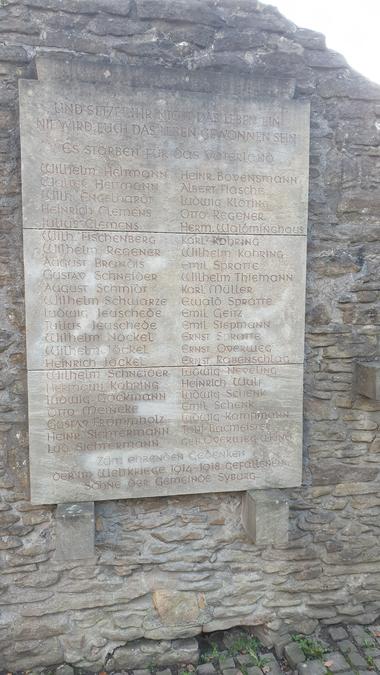 Kriegerdenkmal in Syburg, Gefallene 1914-1918