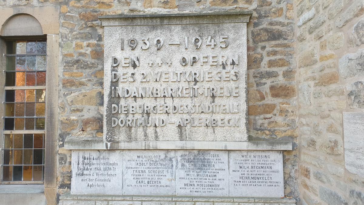 Kriegerehrenmal in Aplerbeck, Gefallene 1866, 1870-1871, 1914-1918 und 1939-1945
