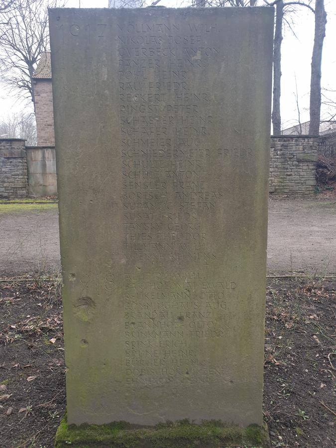 Kriegerdenkmal in Kirchderne, Gefallene 1914-1918