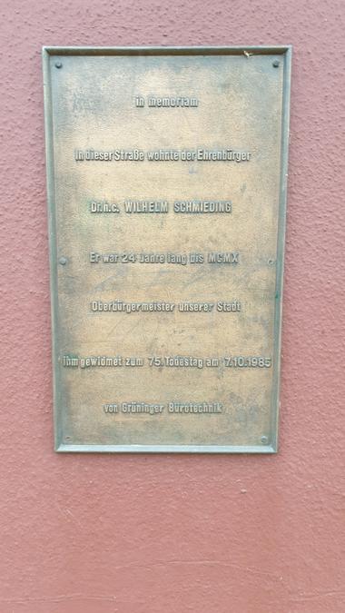 Gedenktafel für Karl Wilhelm Schmieding