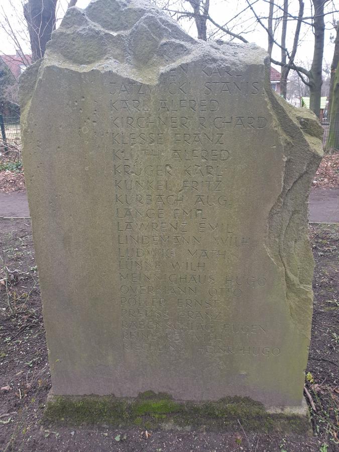 Kriegerdenkmal in Kirchderne, Gefallene 1914-1918