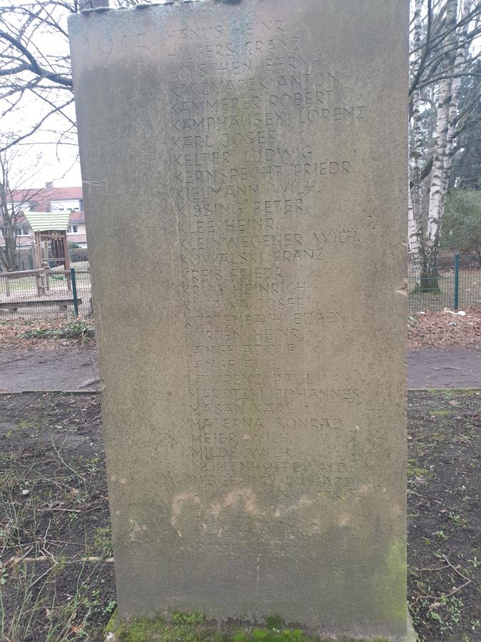 Kriegerdenkmal in Kirchderne, Gefallene 1914-1918