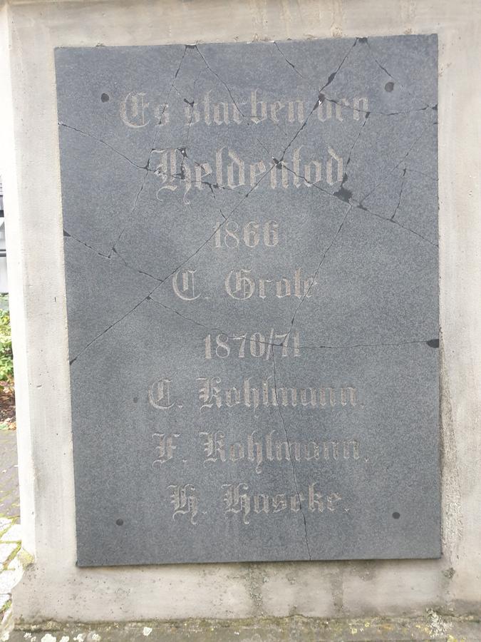 Kriegerdenkmal in Wickede, Gefallene 1870-1871